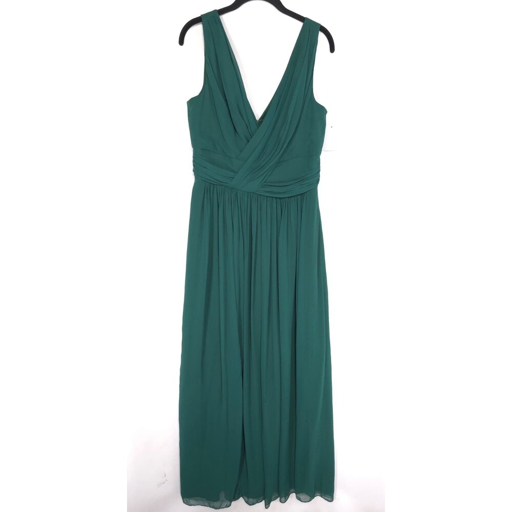 DESSY Vivian Diamond New Women's Green Maxi Dress 14R Sleeveless Empire Formal